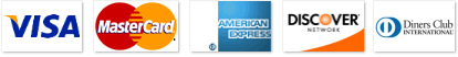 VISA, MasterCard, American Express, Discover, Diners Club