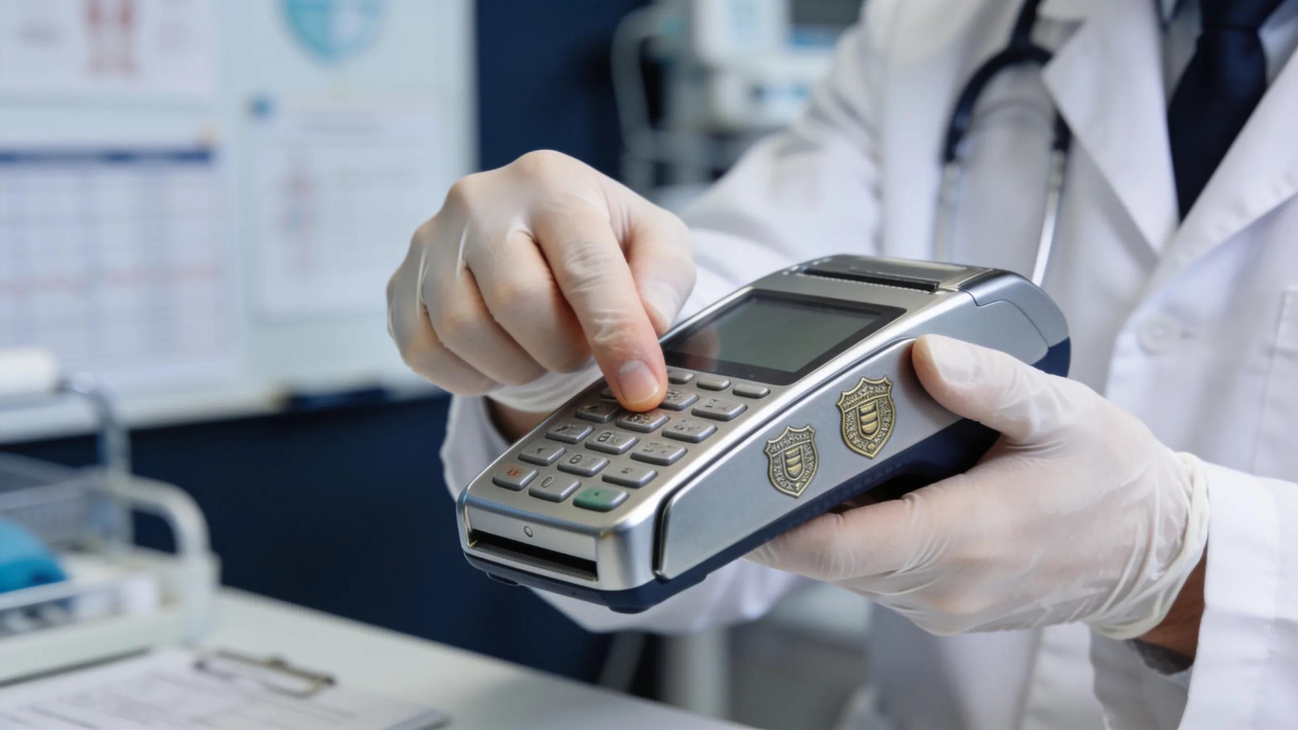 Secure payment terminal used in healthcare for HIPAA-compliant transactions