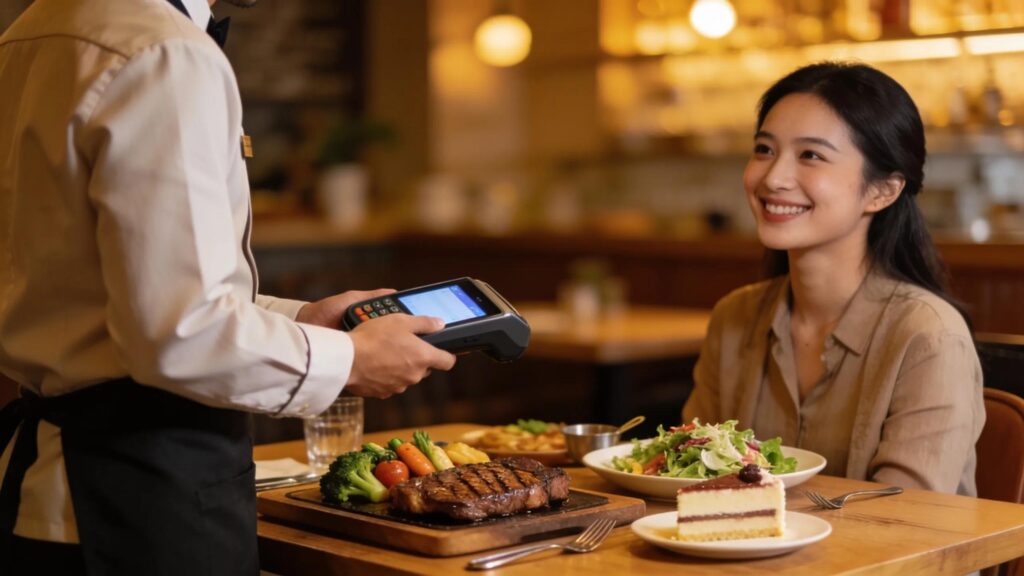 Mobile POS device example enhancing restaurant payment processing and customer experience